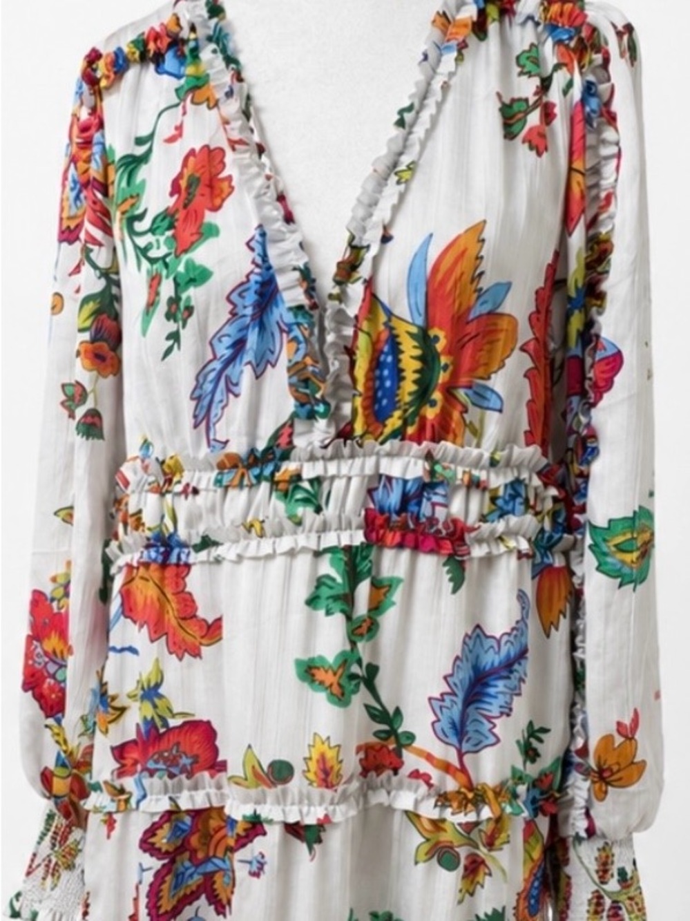 NWT CHELSEA & VIOLET MARGAUX PLISSE FLORAL PRINT TIERED MAXI DRESS-MED - Picture 4 of 13